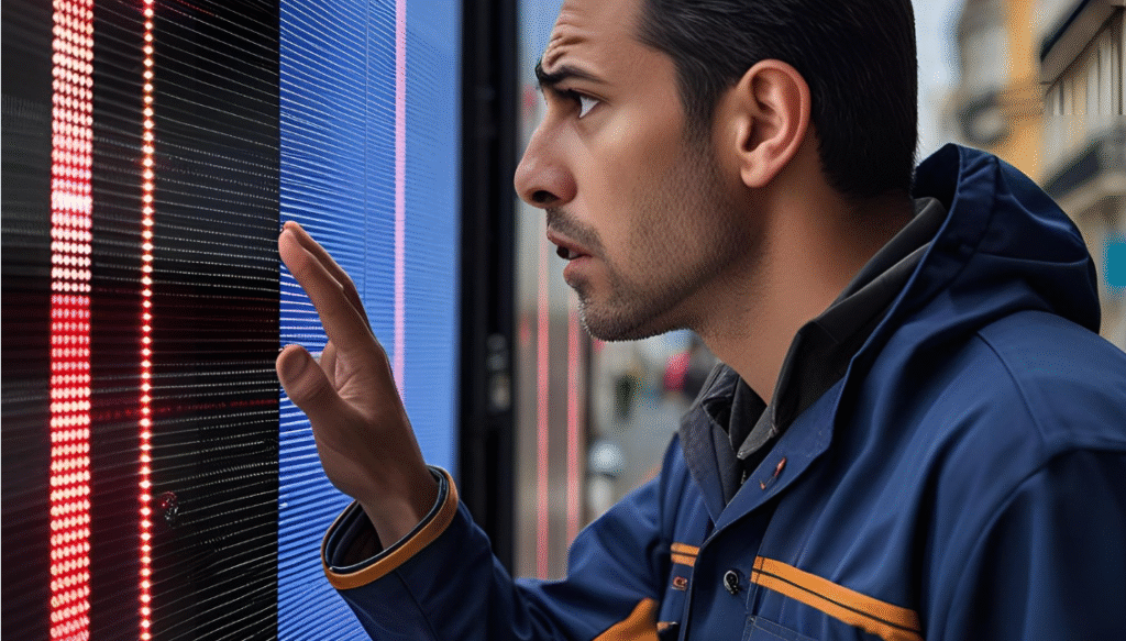 Técnico realiza servicio postventa en pantallas led que dan fallos